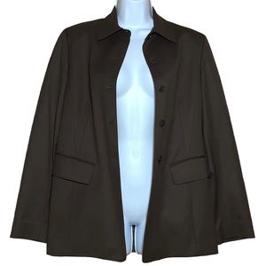 Lafayette 148 Blazer Sz 6 Wool Blend Brown Pockets Lined Jacket Stretch USA Made